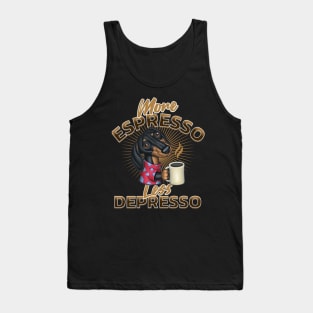 Cute Doxie Dachshund Ready for Morning with Expresso Tank Top